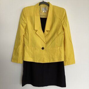 CBO Retro Vintage 2 Piece Skirt Suit Yellow and Black Size 12